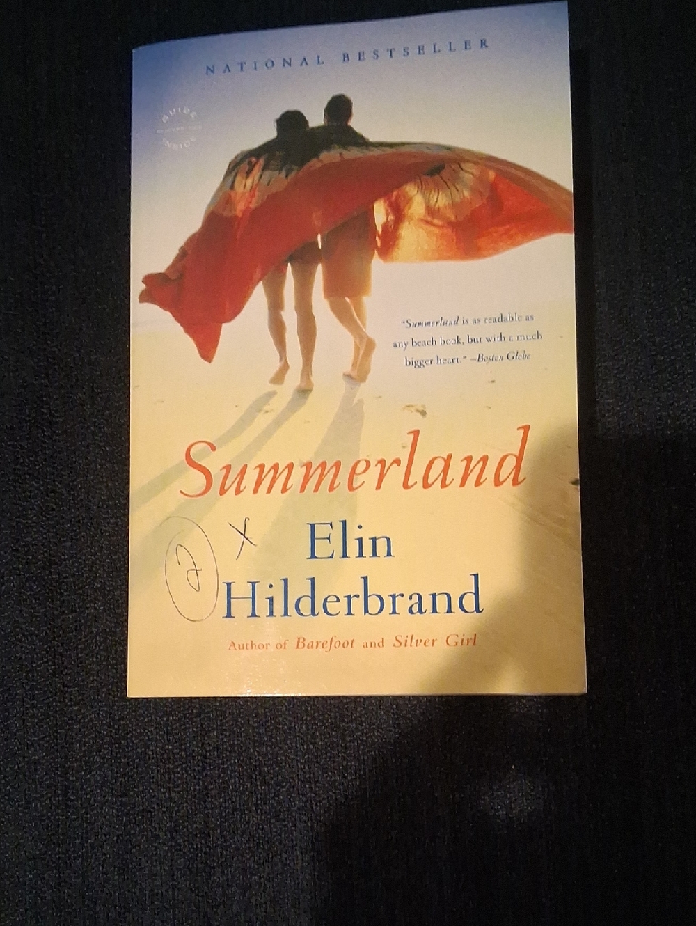 Summerland by Elin Hilderbrand - Book with Beach Cover (Yellow & Red)